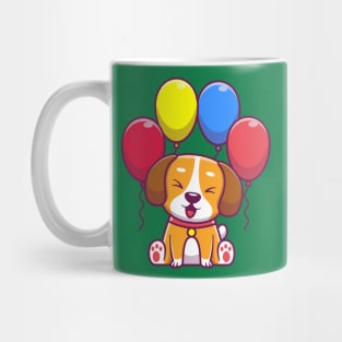 Cute dog sitting with balloon Mug